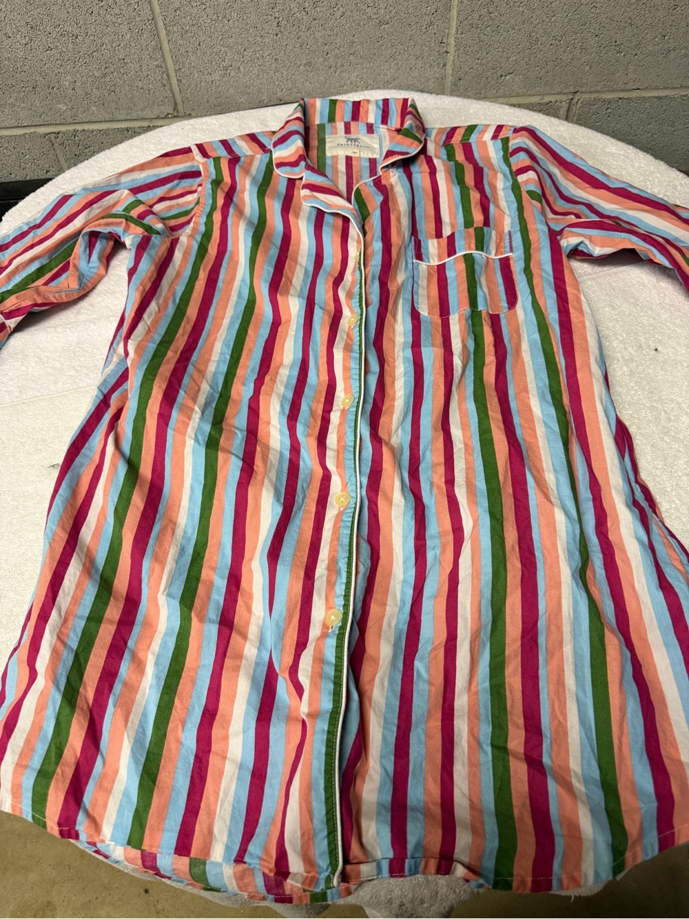 Print Fresh 100% organic cotton striped sleep shirt size medium
